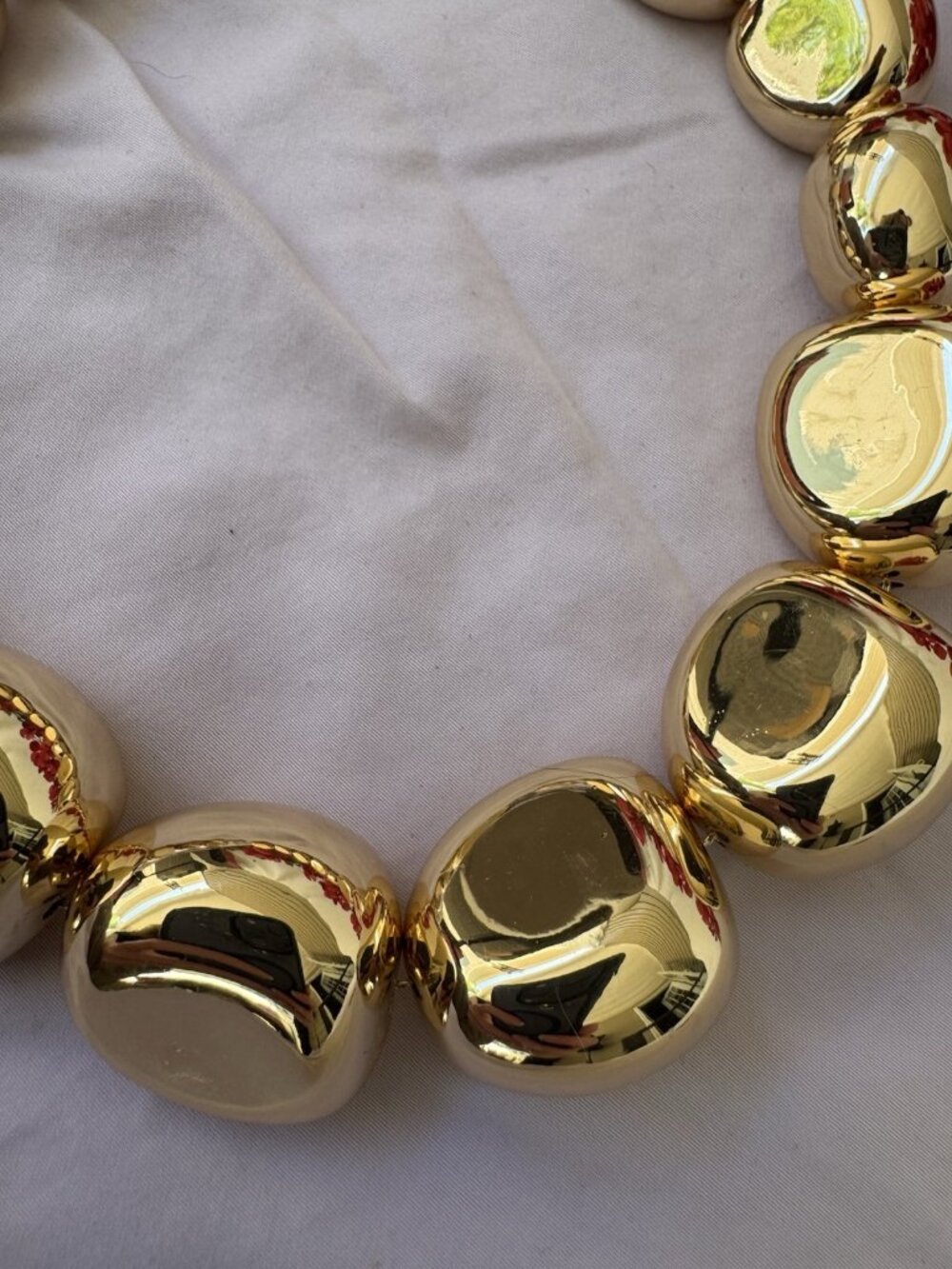 Open Edit Nordstrom Gold Tone Chunky Puffy Pebble Bead Collar Necklace 20" NEW - Picture 5 of 8